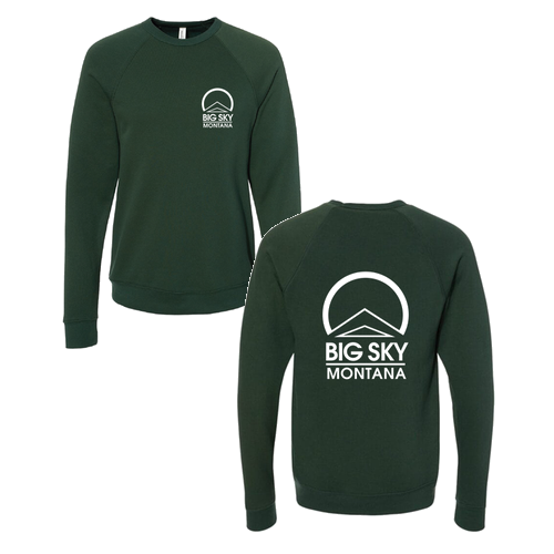 Big Sky Montana Logo 2 White Ink -- Crewneck Sweatshirt Forest