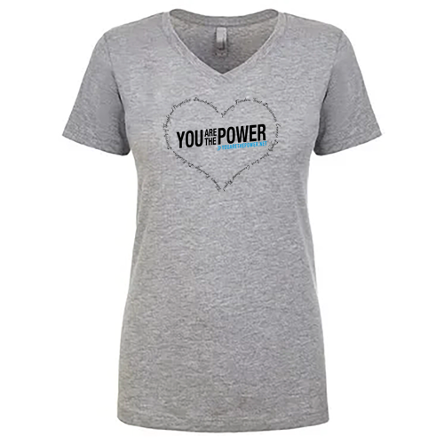 Heart Next Level Ladies Ideal V-Neck Tee -- Heather Grey