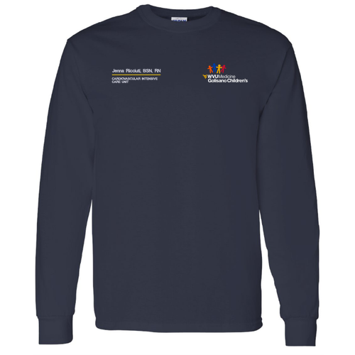 Embroidered Gildan Heavy Cotton Longsleeve Basic T-Shirt -- Navy