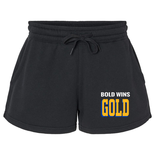 Bold Wins Gold Independent Trading Co. Women's lightweight California Wave Wash Sweatshorts -- Black
