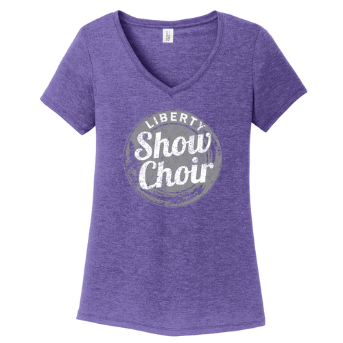 District Made Ladies Perfect Tri V-Neck Tee -- Purple Frost