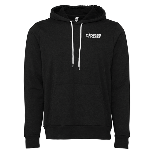 Cypress Mountain Logo 2 White Ink -- Pullover Hooded Sweatshirt Black