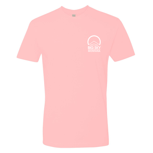 Big Sky Montana Logo 2 White Ink -- Short Sleeve Light Pink