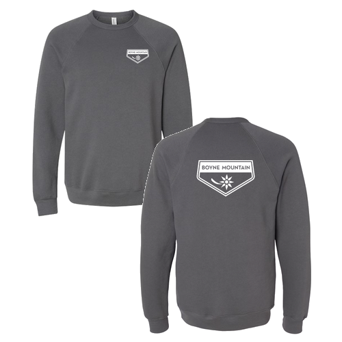 Boyne Mountain Logo 2 White Ink -- Crewneck Sweatshirt Asphalt