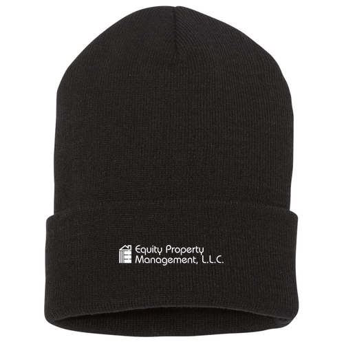 Yupoong Knit Hat with Cuff -- Black