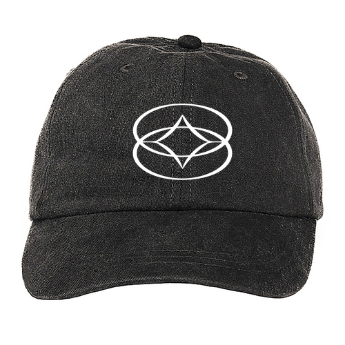 Embroidered Adams 6 Panel Washed Pigment Dyed Hat -- Black