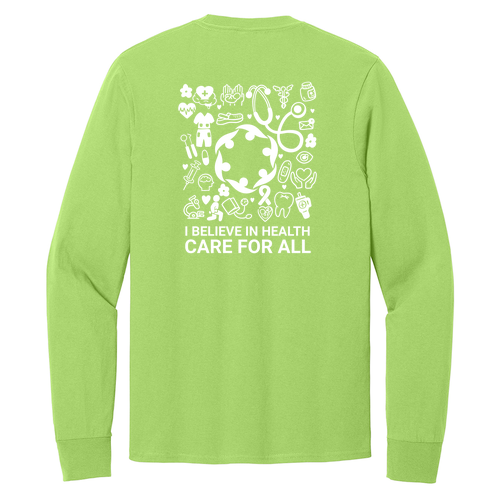 FHC Healthcare For All Port & Company Long Sleeve 50/50 T Shirt -- Lime