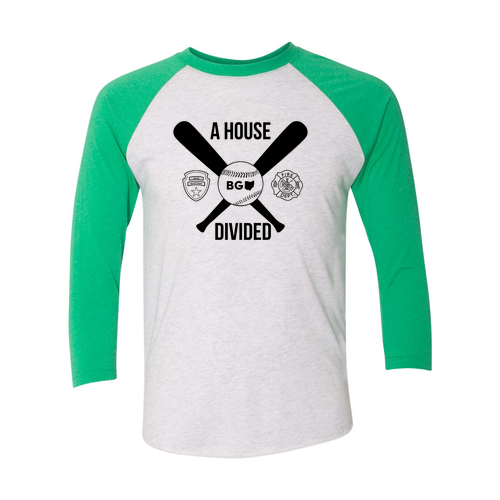 Next Level Unisex Tri-Blend 3/4 Sleeve Raglan -- Heather White / Envy
