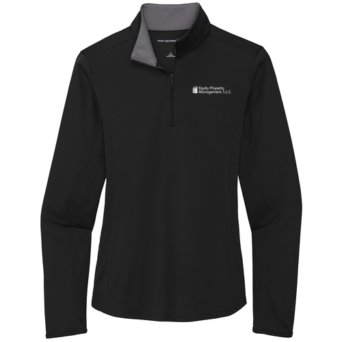EPM Port Authority Ladies Silk Touch Performance 1 / 4-Zip -- Black / Steel Grey
