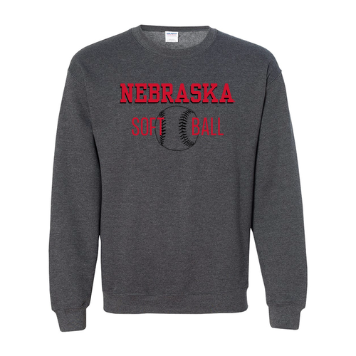 Nebraska Dark Heather Softball Heavy Blend Sweatshirt