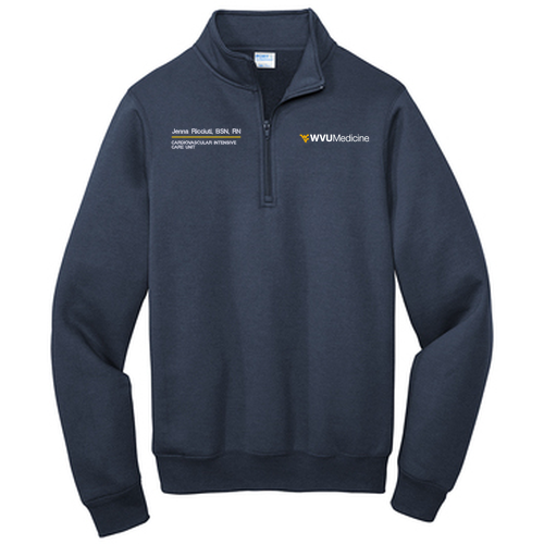 Embroidered Port and Company Core Fleece Quarter-Zip Pullover Sweatshirt -- Navy