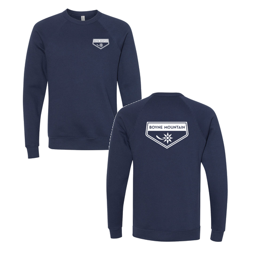 Boyne Mountain Logo 2 White Ink -- Crewneck Sweatshirt Navy