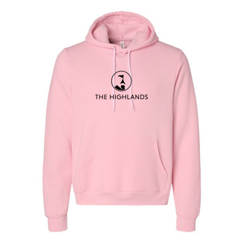 The Highlands Logo 1 Black Ink -- Pullover Hooded Sweatshirt Pink