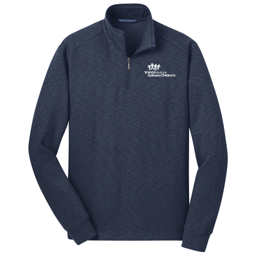 Screen Printed Port Authority Slub Fleece Quarter Zip Pullover -- Navy
