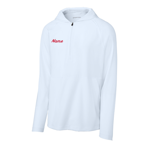 PR Flag Embroidered Logo 1/2-Zip Long Sleeve Hooded Jacket -- White
