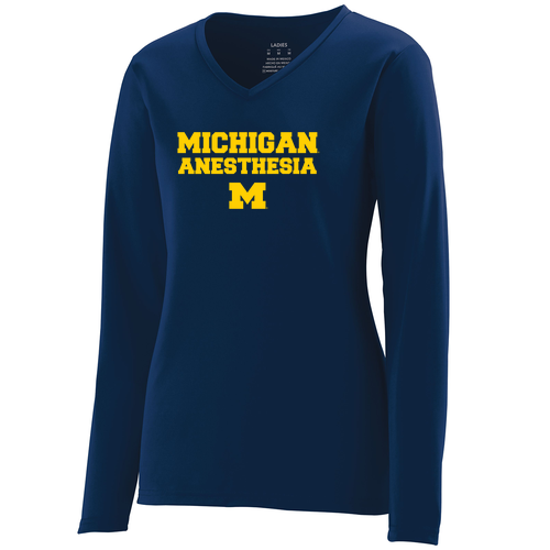 Ladies Long Sleeve Wicking T-Shirt -- Navy