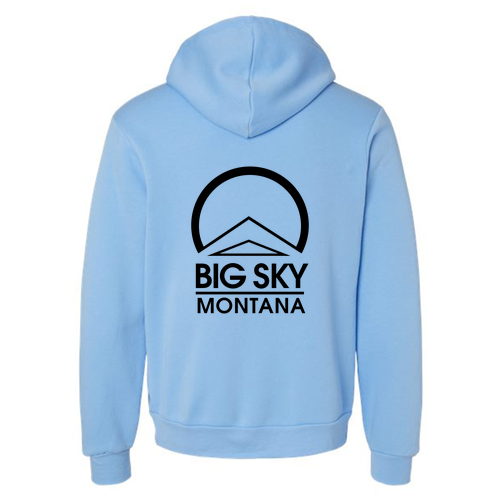 Big Sky Montana Logo 2 Black Ink -- Pullover Hooded Sweatshirt Carolina Blue