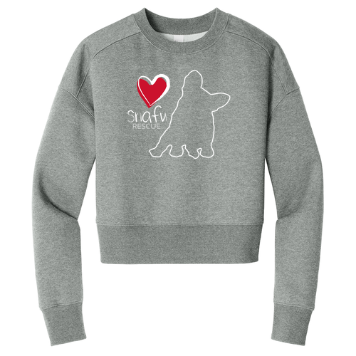 District Women's Perfect Weight Fleece Cropped Crew -- Heathered Steel