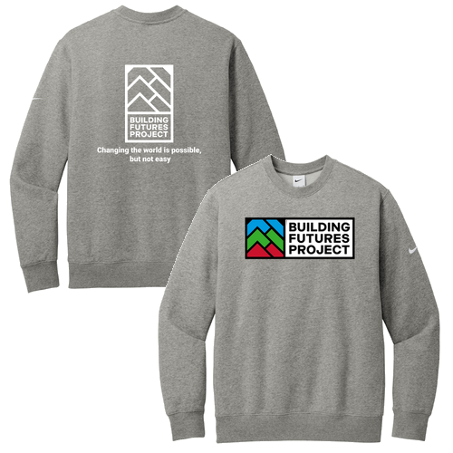 Nike Club Fleece Sleeve Swoosh Crew -- Dark Grey Heather