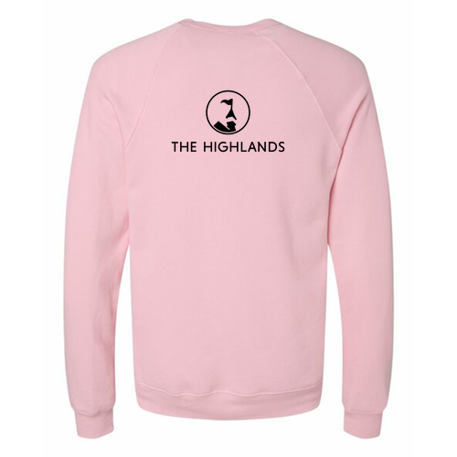The Highlands Logo 2 Black Ink -- Raglan Sweatshirt Pink