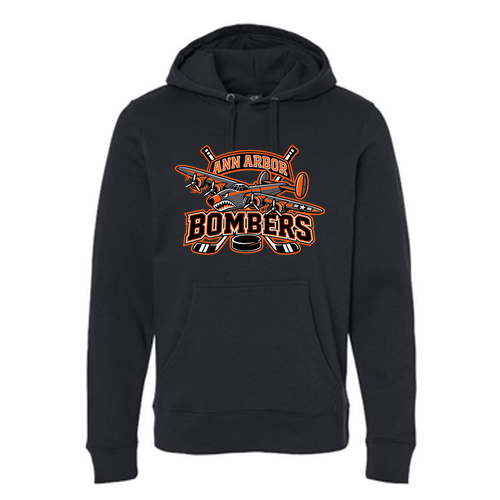 J America Unisex BTB Fleece Adult Hooded Sweatshirt -- Black