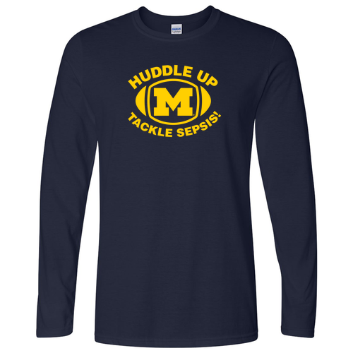 Gildan Softstyle Fitted Longsleeve T Shirt -- Navy, Tackle Sepsis with Back [HIDE]