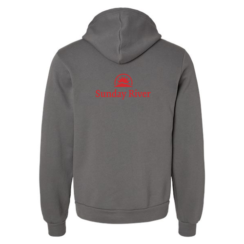 Sunday River Logo 2 Red Ink -- Pullover Hooded Sweatshirt Asphalt