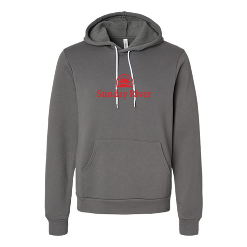 Sunday River Logo 1 Red Ink -- Pullover Hooded Sweatshirt Asphalt