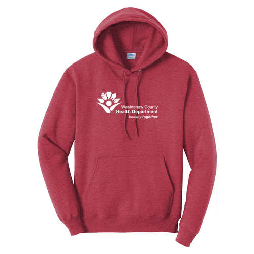 Fleece Pullover Hooded Sweatshirt -- Heather Red