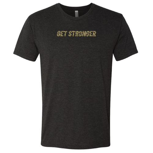 Get Stronger Camo -Mens TriBlend Tee -- Vintage Black