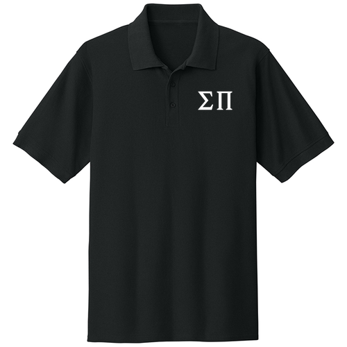 Embroidered Port and Company Core Blend Pique Polo -- Jet Black w/White