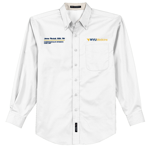 Port Authority Mens Easy Care Long Sleeve Shirt -- White / Light Stone