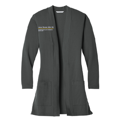 Port Authority Ladies Concept Long Pocket Cardigan -- Grey Smoke