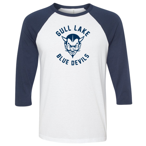 Bella Canvas Unisex 3/4 Sleeve Baseball T-Shirt -- White/ Navy