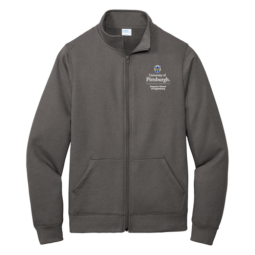 Port and Company Core Fleece Cadet Full-Zip Sweatshirt -- Dark Heather Grey