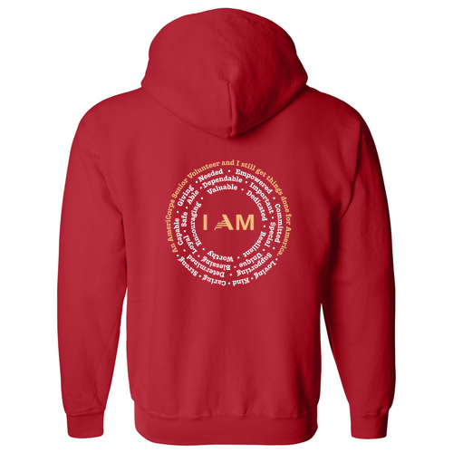 I am Full Zip Hooded Sweatshirt -- Red