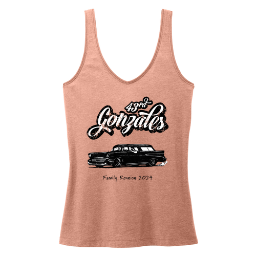 District Women's Perfect Blend Cvc V-Neck Tank -- Nostalgia Rose Heather