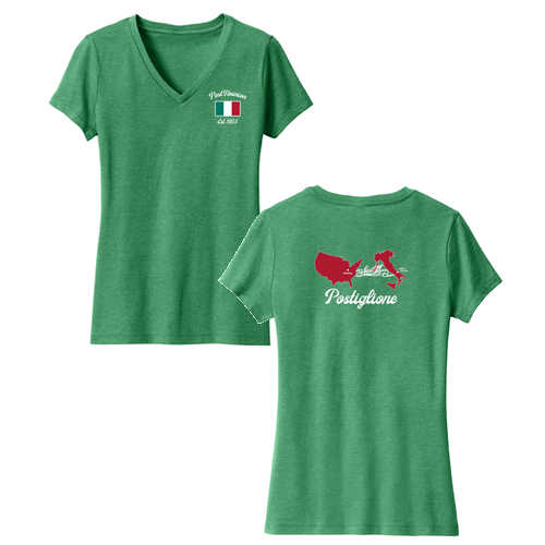 District Made Ladies Perfect Blend V-Neck Tee -- Heathered Kelly Green