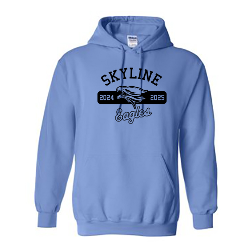 Gildan Heavy Blend Hooded Sweatshirt -- Carolina Blue, Sky Logo