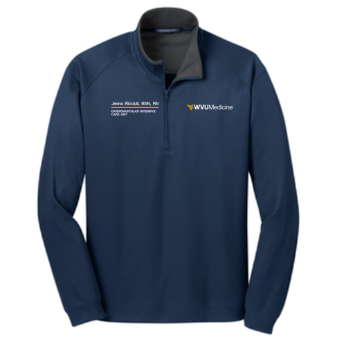 Port Authority Vertical Texture Quarter Zip Pullover -- Regatta Blue / Iron Grey