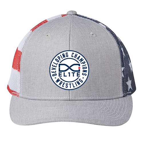 Kati Printed Mesh Trucker Hat -- Heather / Usa Flag