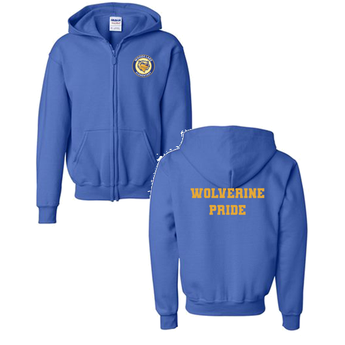 Gildan Full Zip Youth Hooded Sweatshirt -- Royal