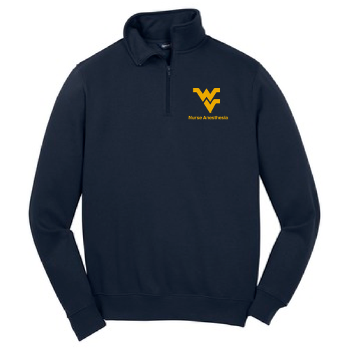 Embroidered Sport Tek Quarter Zip Sweatshirt -- True Navy/Gold