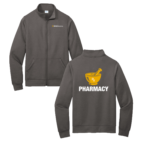 Screen Printed Port and Company Core Fleece Cadet Full-Zip Sweatshirt -- Charcoal