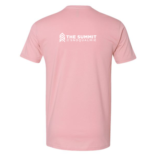 The Summit at Snoqualmie Logo 2 White Ink -- Short Sleeve Light Pink