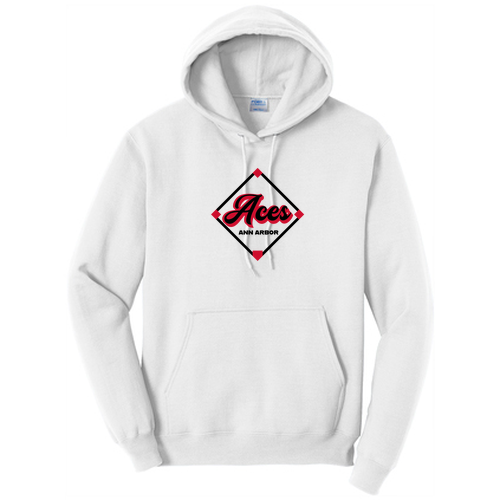 Port and Company Core Fleece Pullover Hooded Sweatshirt -- White