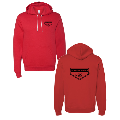 Boyne Mountain Logo 2 Black Ink -- Pullover Hooded Sweatshirt Red