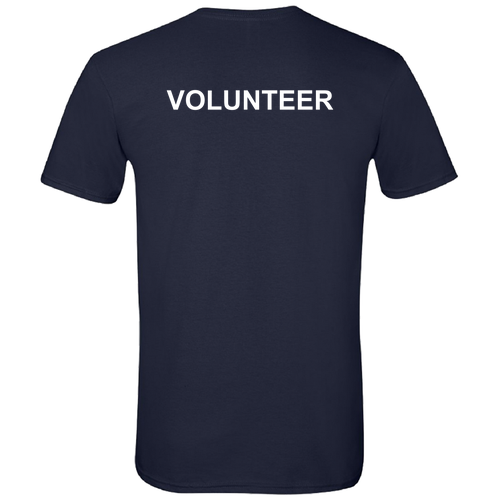Gildan Soft Fitted T-Shirt -- Navy, Classic Logo with Volunteer