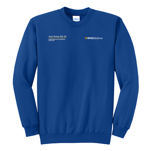 Embroidered Port and Company Classic Crewneck Sweatshirt -- True Royal