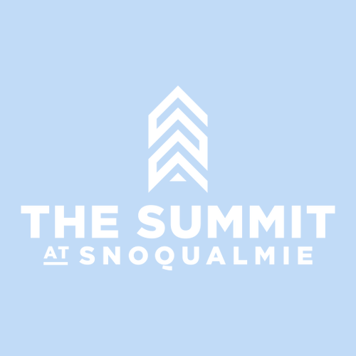 The Summit at Snoqualmie Logo 1 White Ink -- Short Sleeve Light Blue